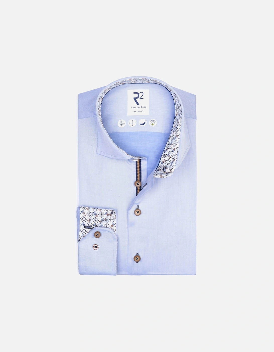 Wide Spread Collar Shirt With Trim Detail Light Blue, 5 of 4