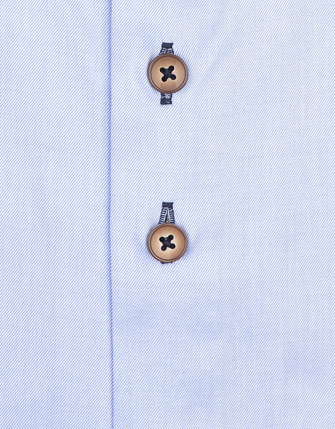 Wide Spread Collar Shirt With Trim Detail Light Blue