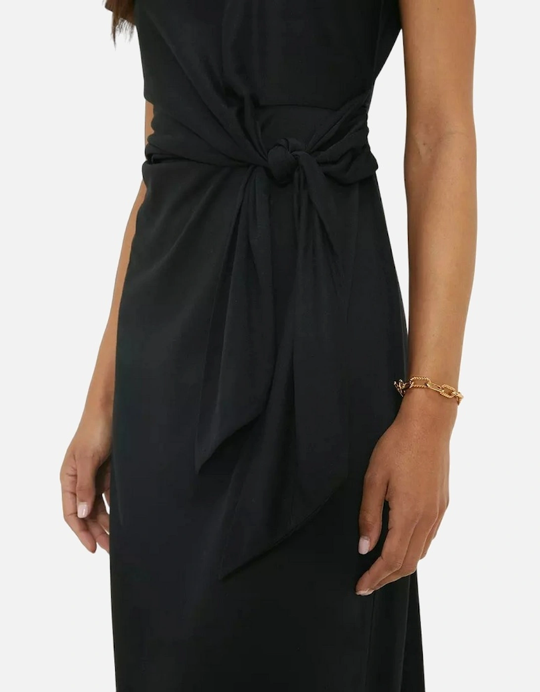 Womens/Ladies Tie Detail Short-Sleeved Midi Dress