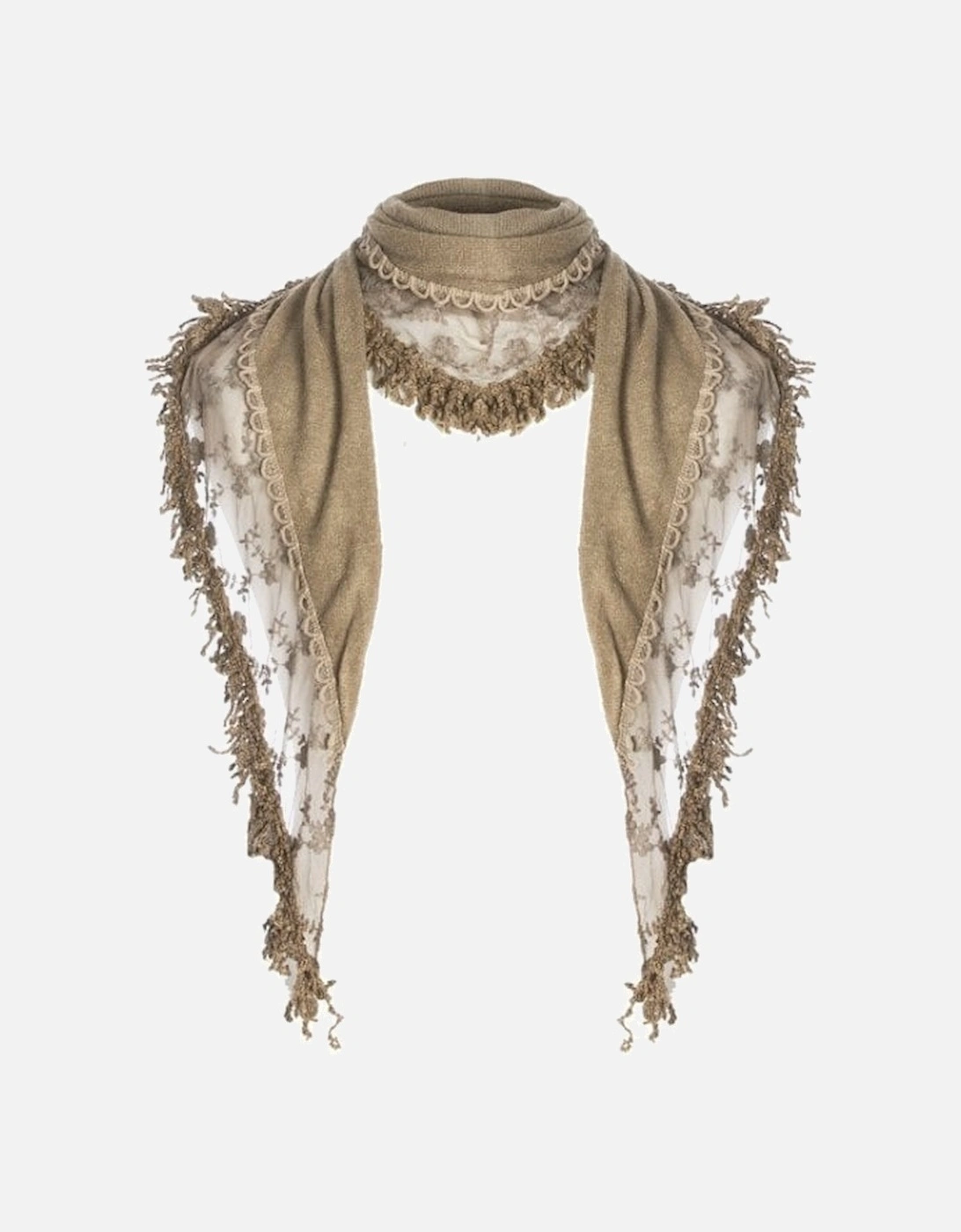 Mocha Fine Knit Scarf with Lace Finish, 3 of 2