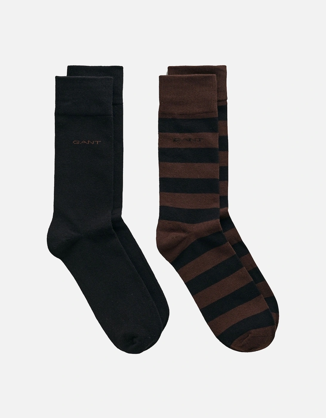 2 Pack Barstripe and Solid Socks Rich Brown, 2 of 1