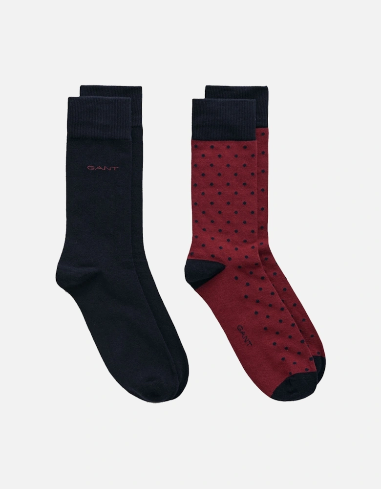 2 Pack Dot and Solid Socks Plumped Red