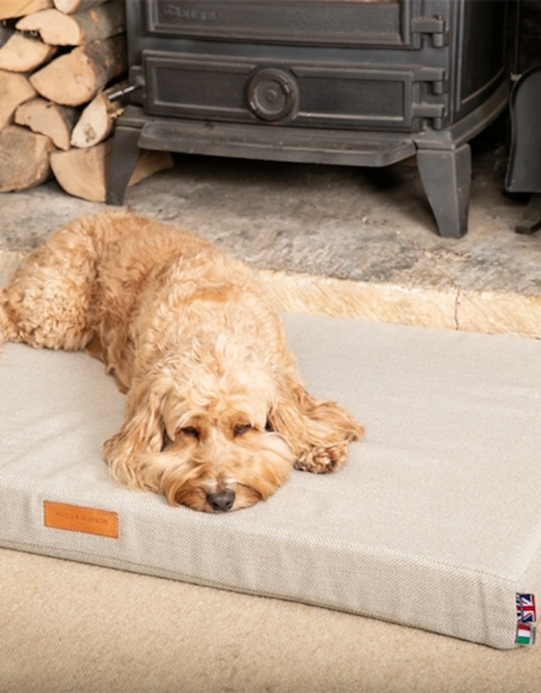 Foam Mattress Dog Bed - Sand Herringbone