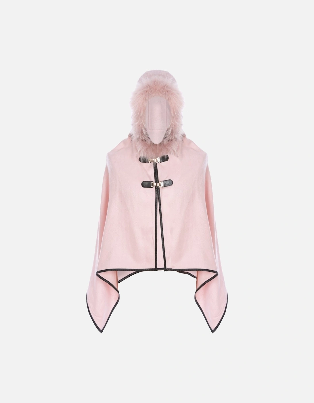 Pink Cropped Cashmere Blend Cape with Hood, 5 of 4