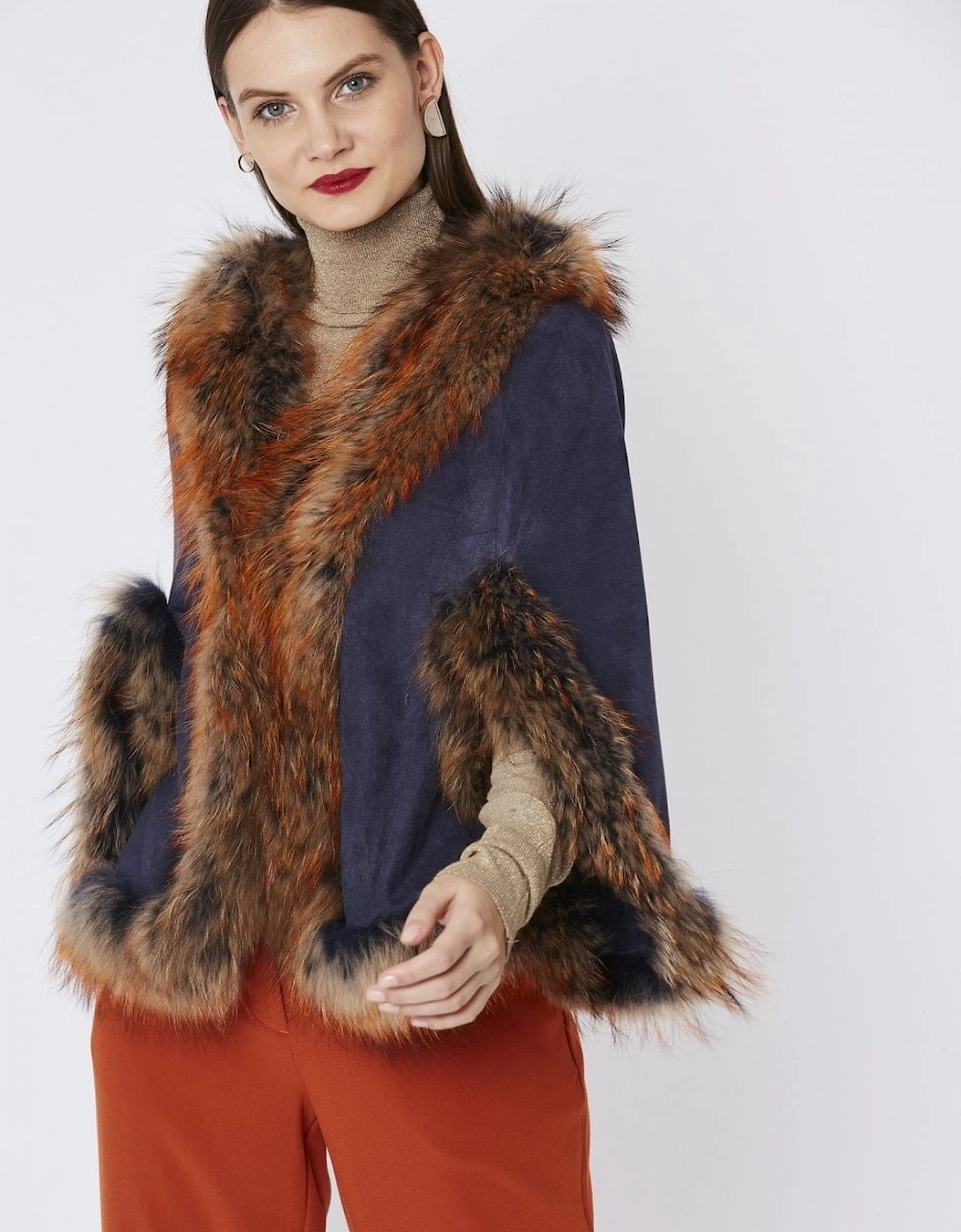 Navy Silver Fox Cape Jacket, 4 of 3