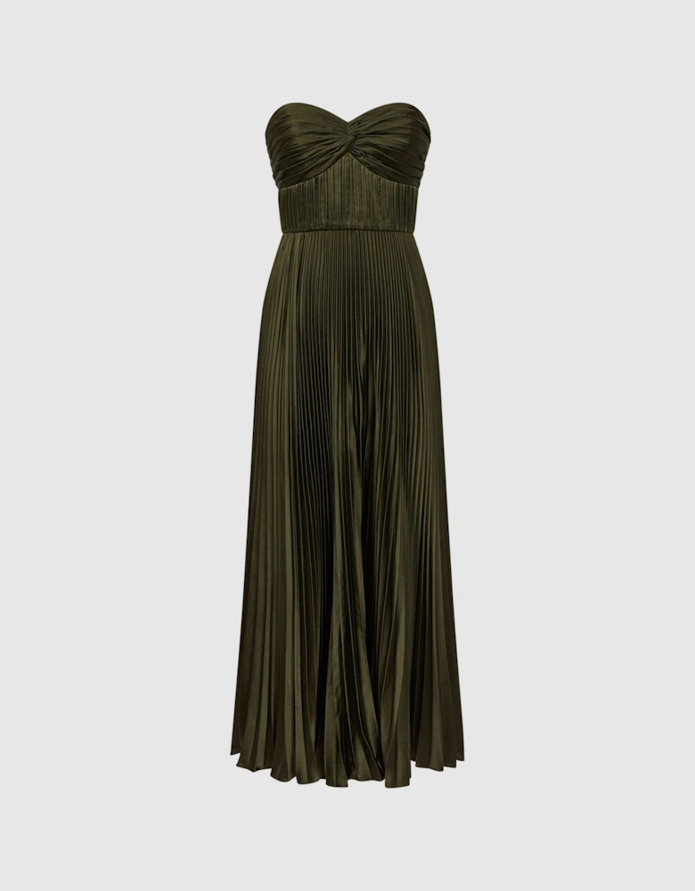 Amur Strapless Pleated Maxi Dress