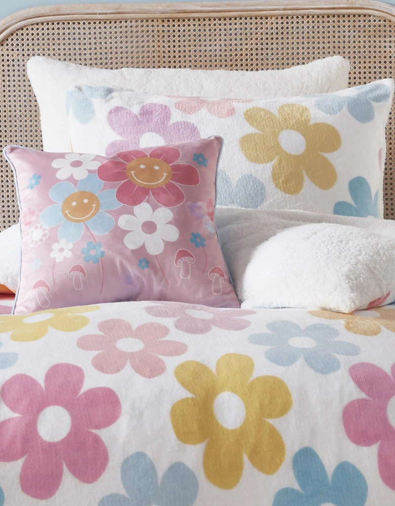 Retro Floral Filled Plush Cushion
