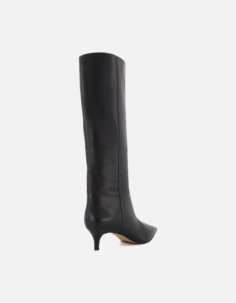 Ladies Smooth - Kitten-Heeled Knee-High Boots