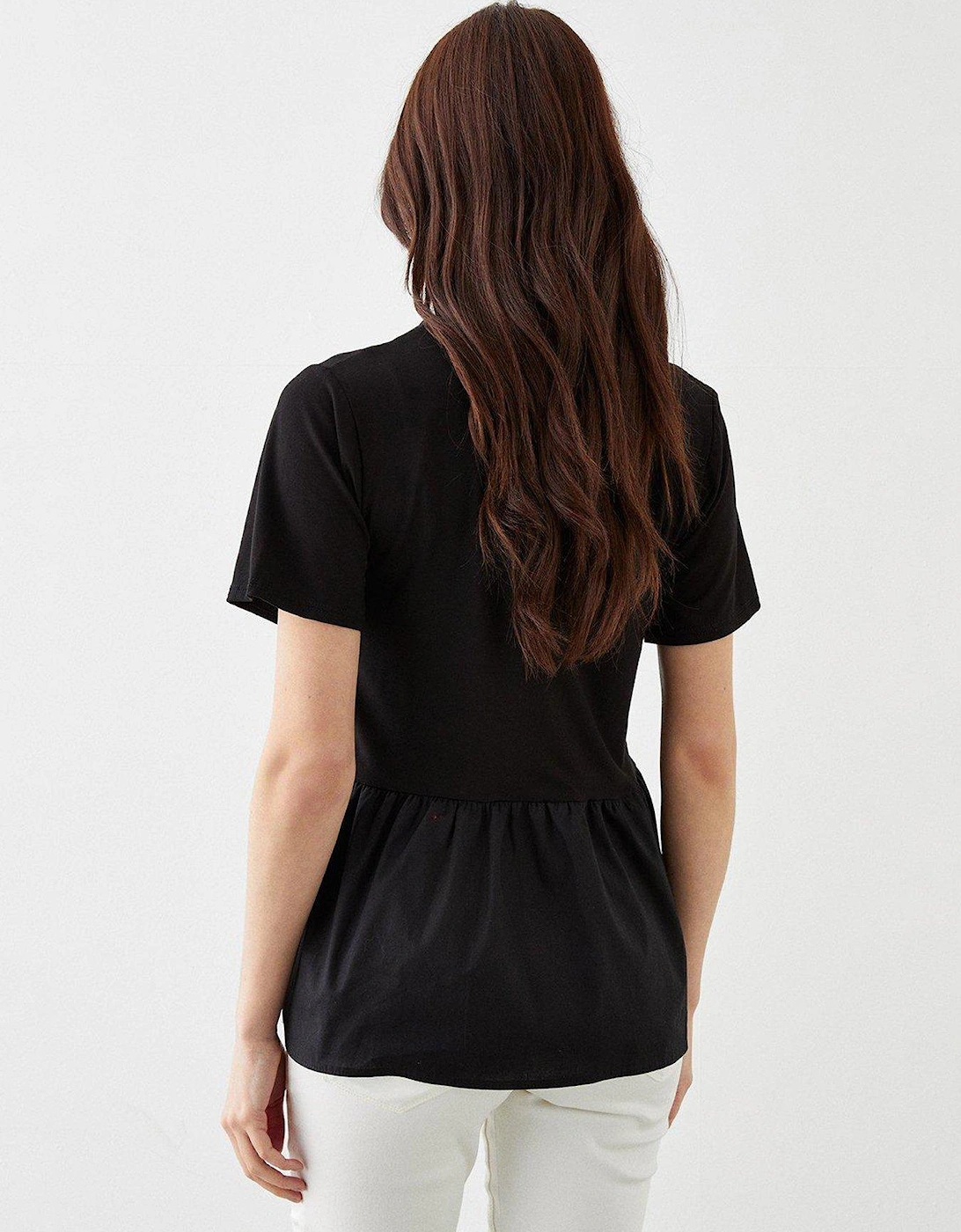 Poplin Hem T-Shirt - Black