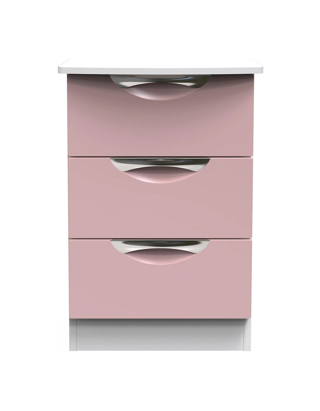 Alva Ready Assembled 3 Drawer Gloss Bedside Chest - Pink, 2 of 1