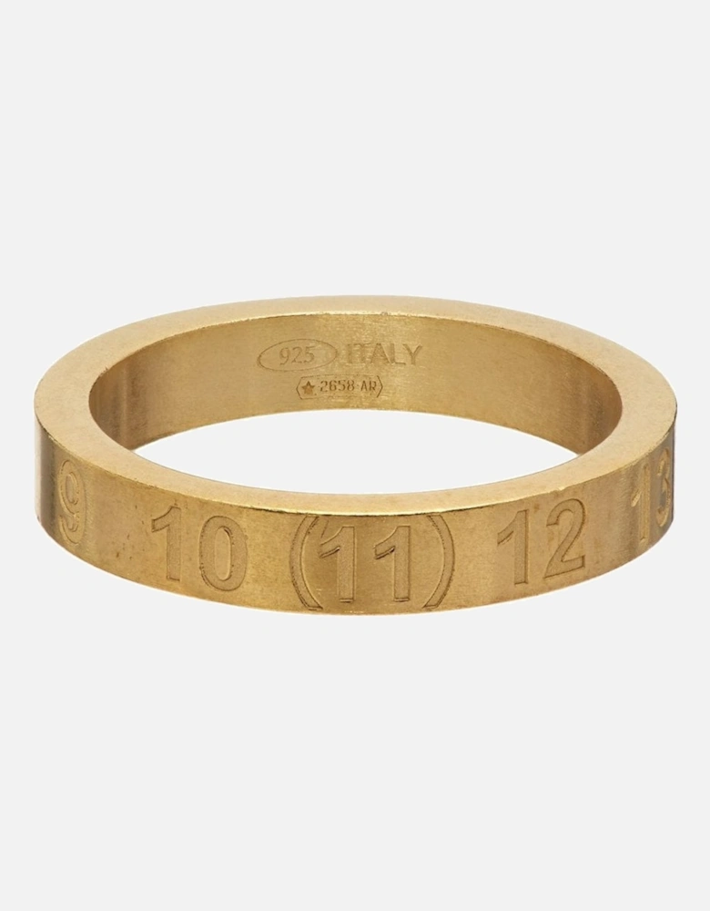 Men's Thin Engraved Number Ring Gold
