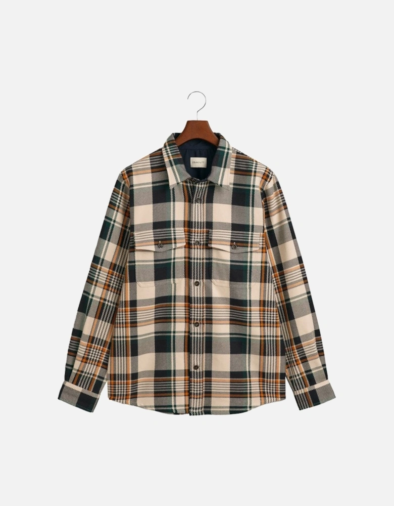 Heavy Twill Check Overshirt Putty