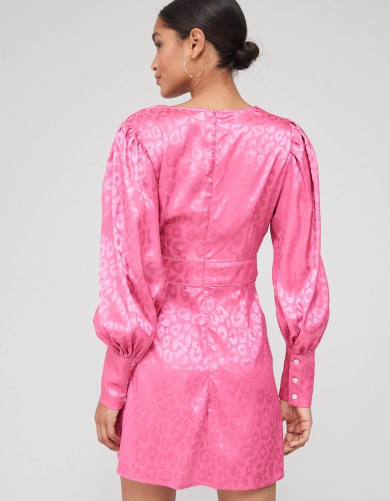 Long Sleeve Twist Mini Dress - Pink