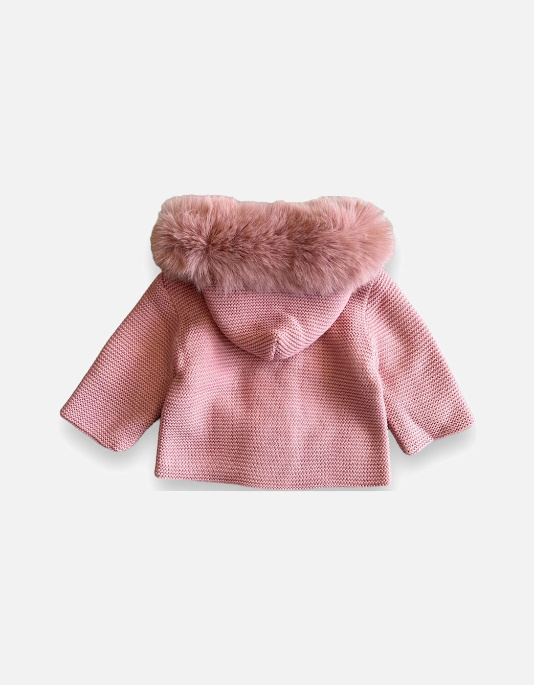 Dusty Pink Knitted Synthetic Fur Cardigan