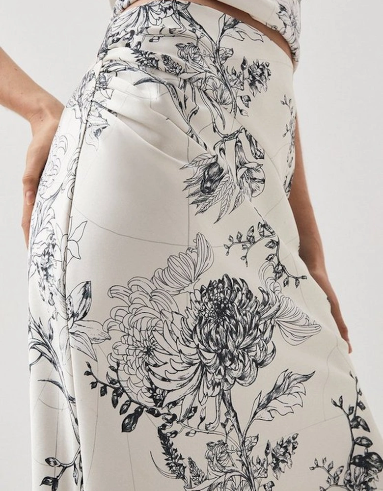 Floral Premium Satin Maxi Skirt