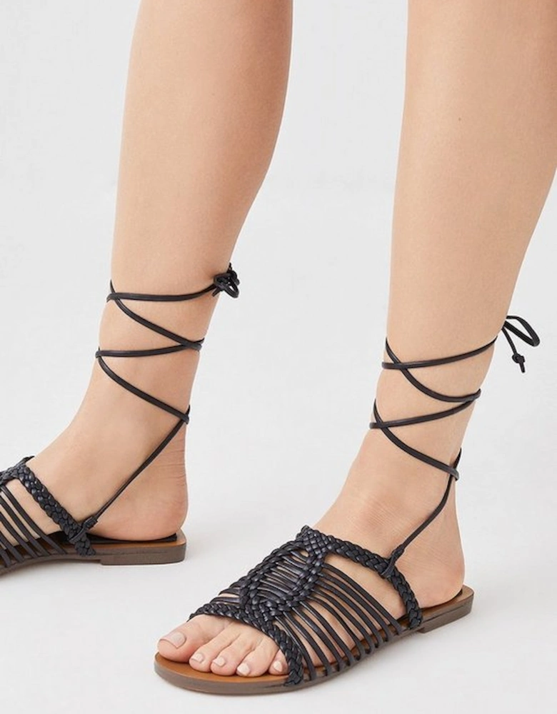 Leather Tie Up Strappy Sandal