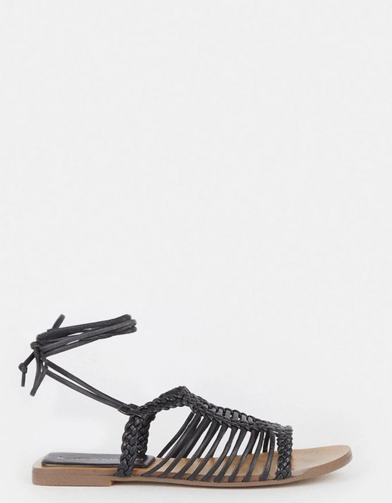 Leather Tie Up Strappy Sandal