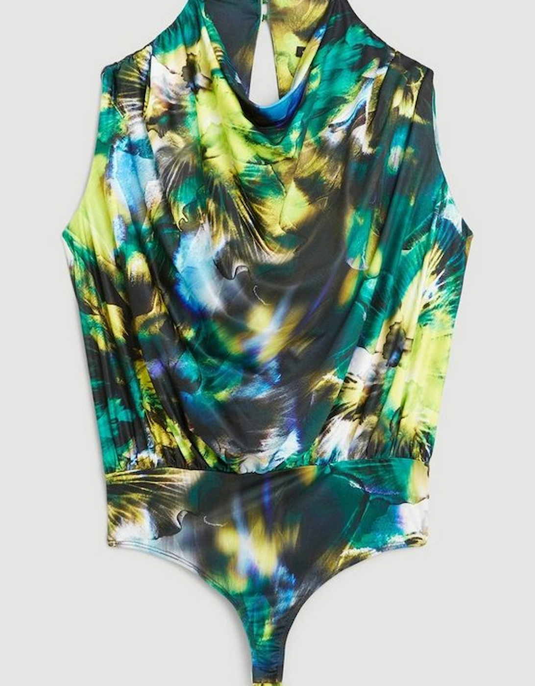 Jersey Abstract Floral Print High Neck Bodysuit