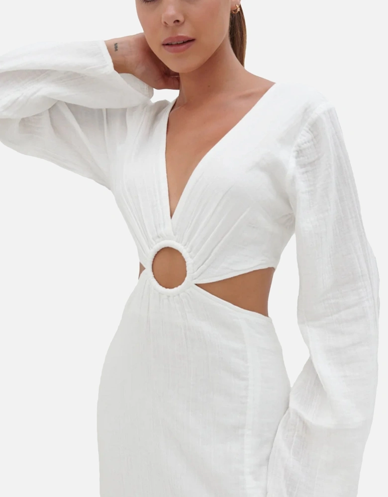 Luca Cut Out Ring White Maxi Dress