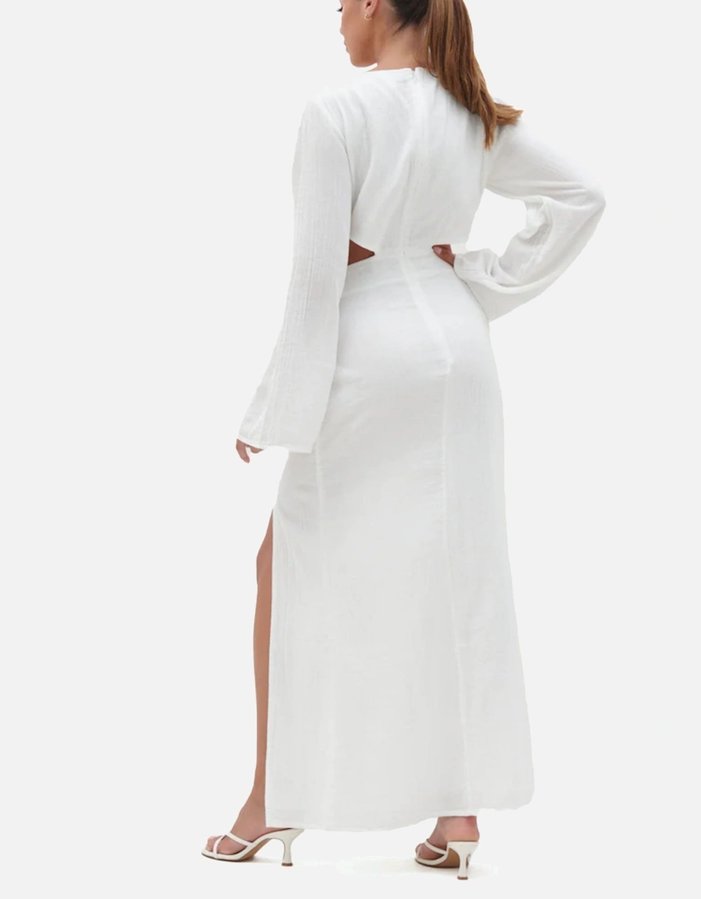 Luca Cut Out Ring White Maxi Dress