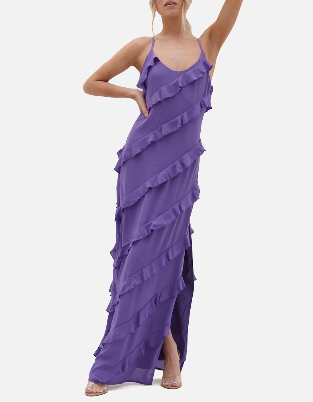 Ainsley Zebra Print Purple Maxi Dress, 5 of 4
