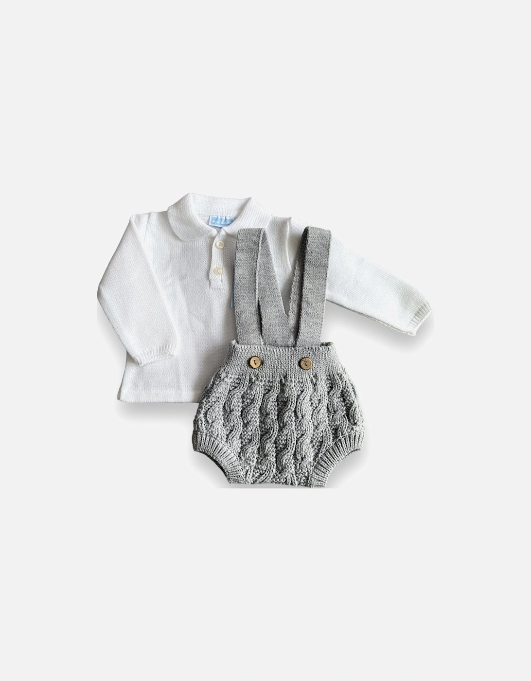 Grey Knitted Dungaree Set, 5 of 4