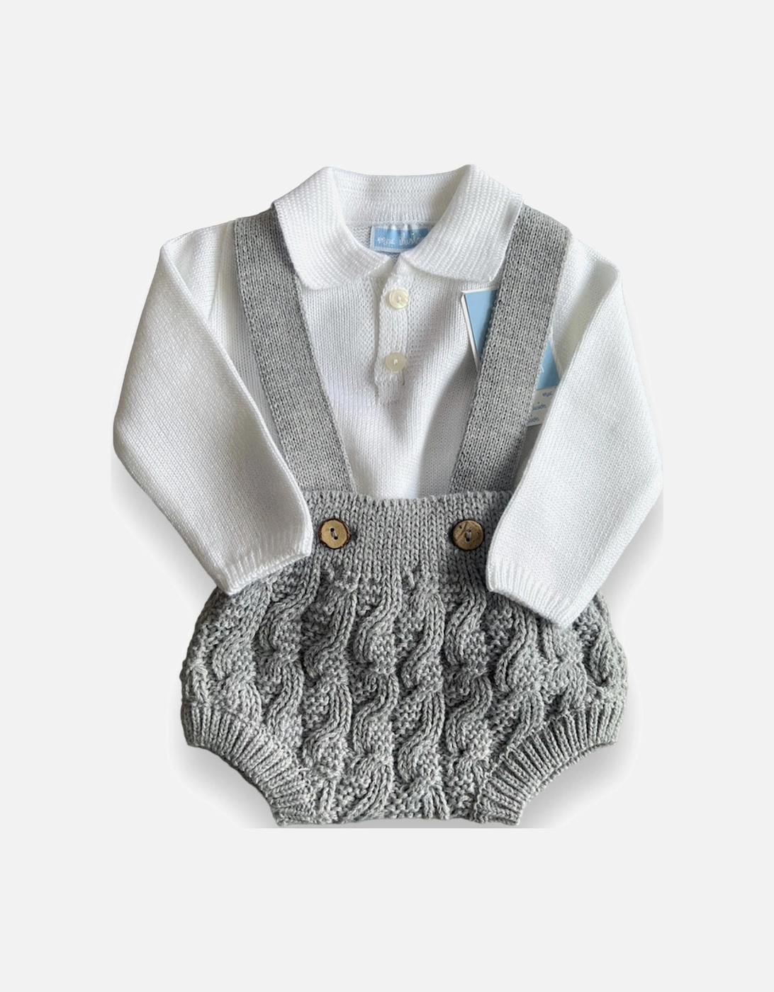 Grey Knitted Dungaree Set