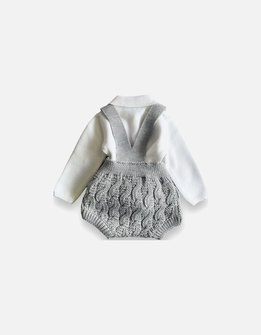 Grey Knitted Dungaree Set