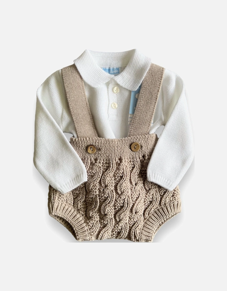 Tan Knitted Dungaree Set