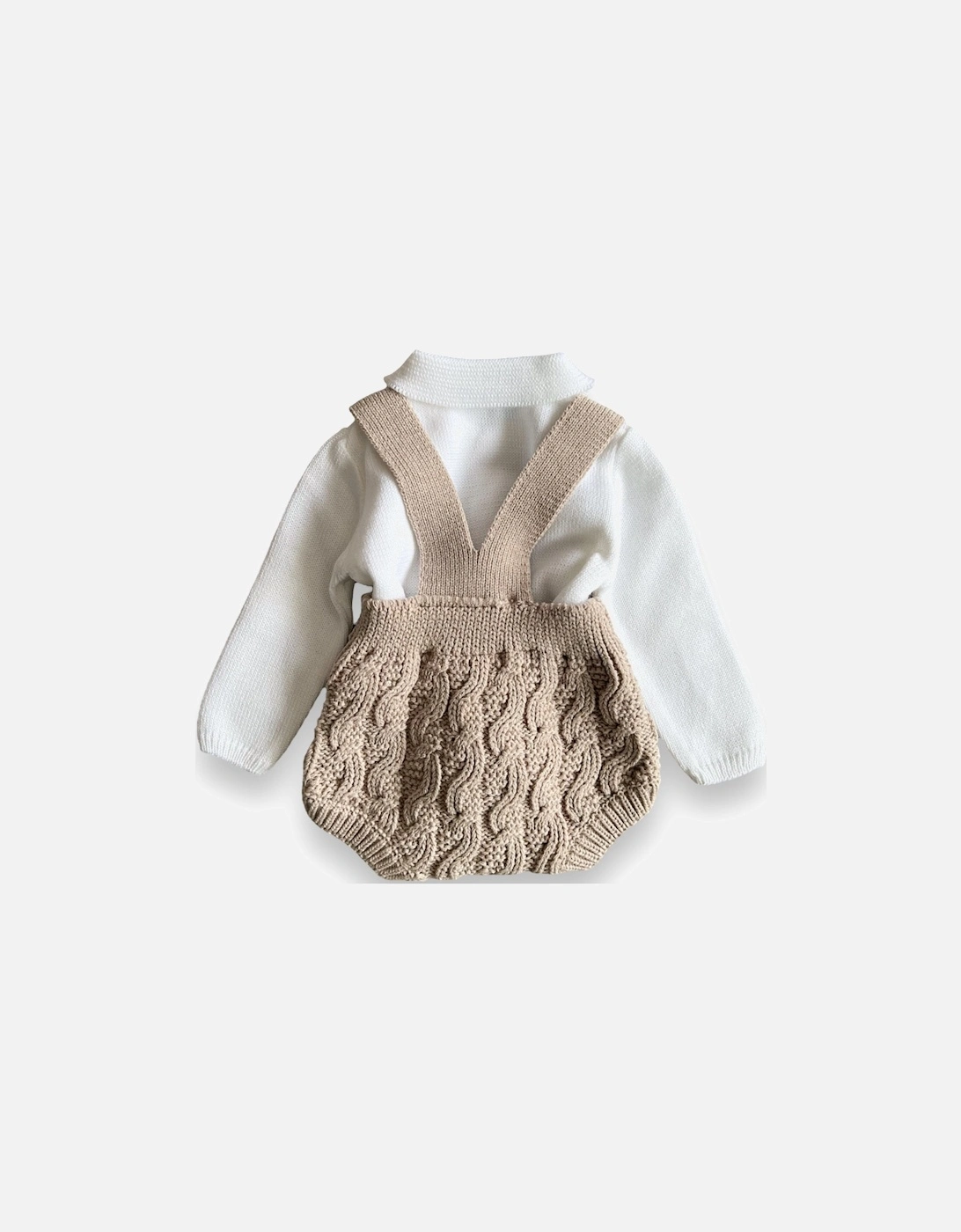 Tan Knitted Dungaree Set