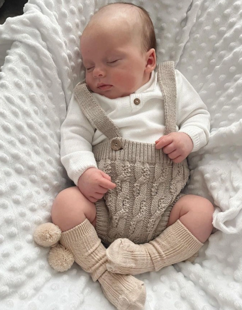 Tan Knitted Dungaree Set