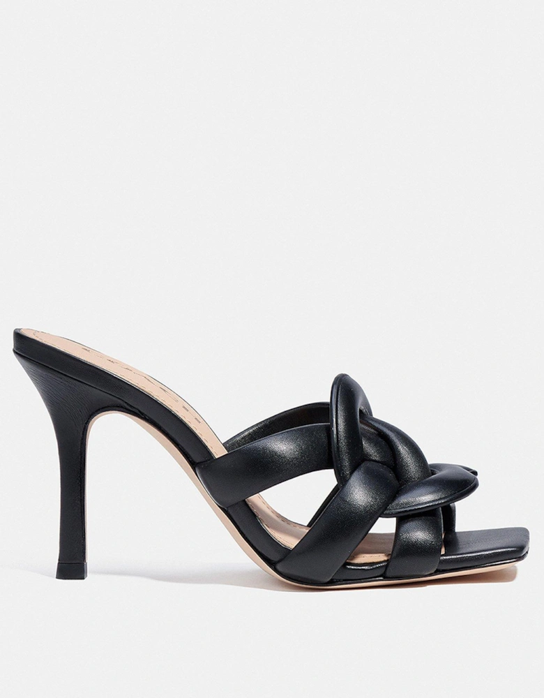 Kellie Leather Heel Sandal - Black