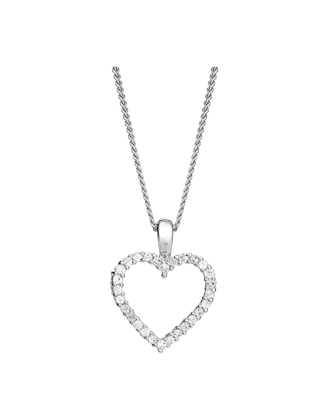Sterling Silver 0.10ct Diamond Heart Pendant Necklace, 2 of 1