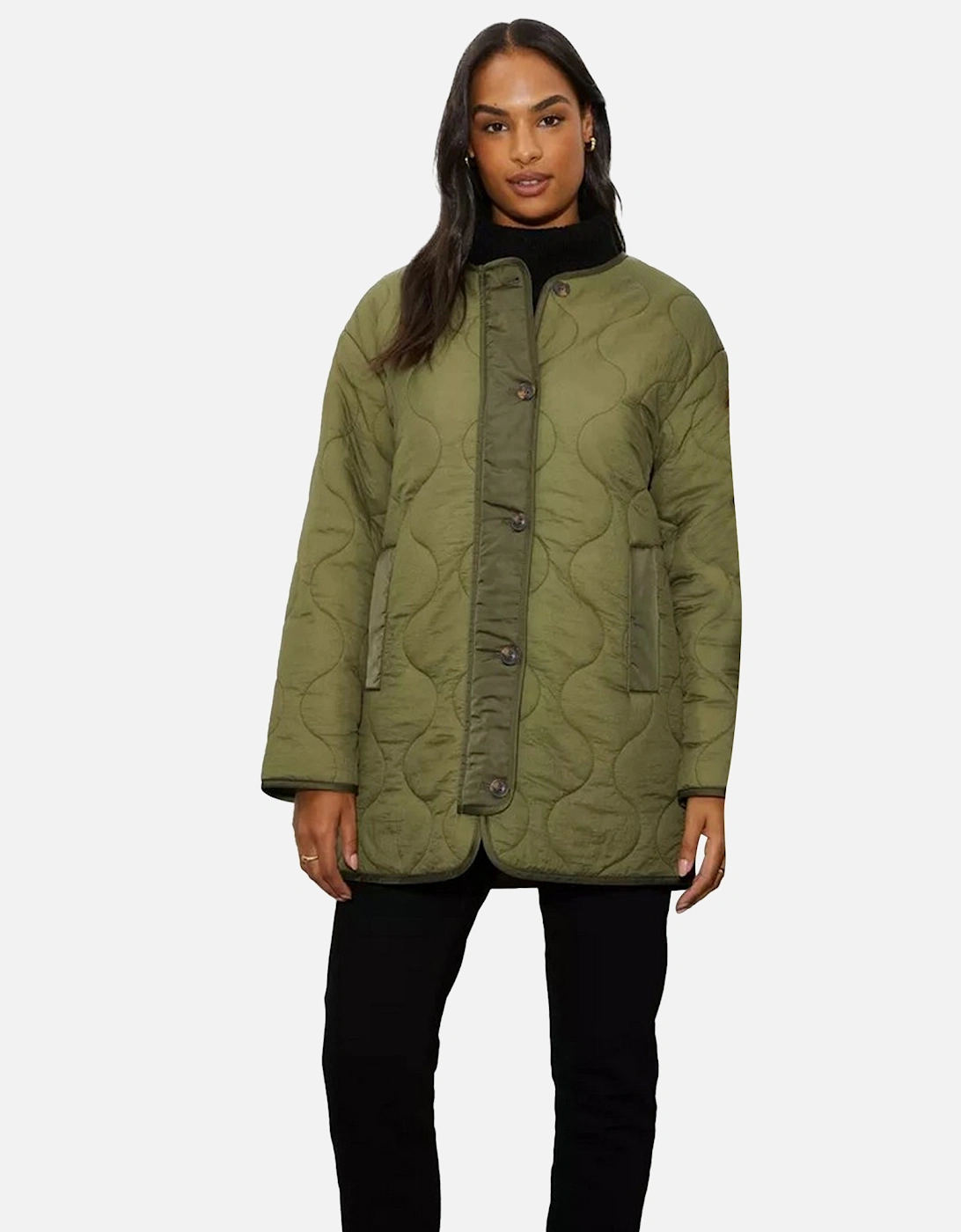 Womens/Ladies Contrast Collarless Padded Jacket, 6 of 5