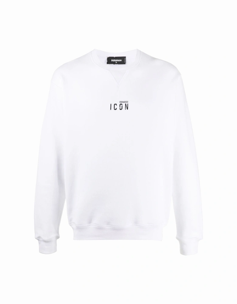 Mini Icon-print Crew Neck Sweatshirt in White