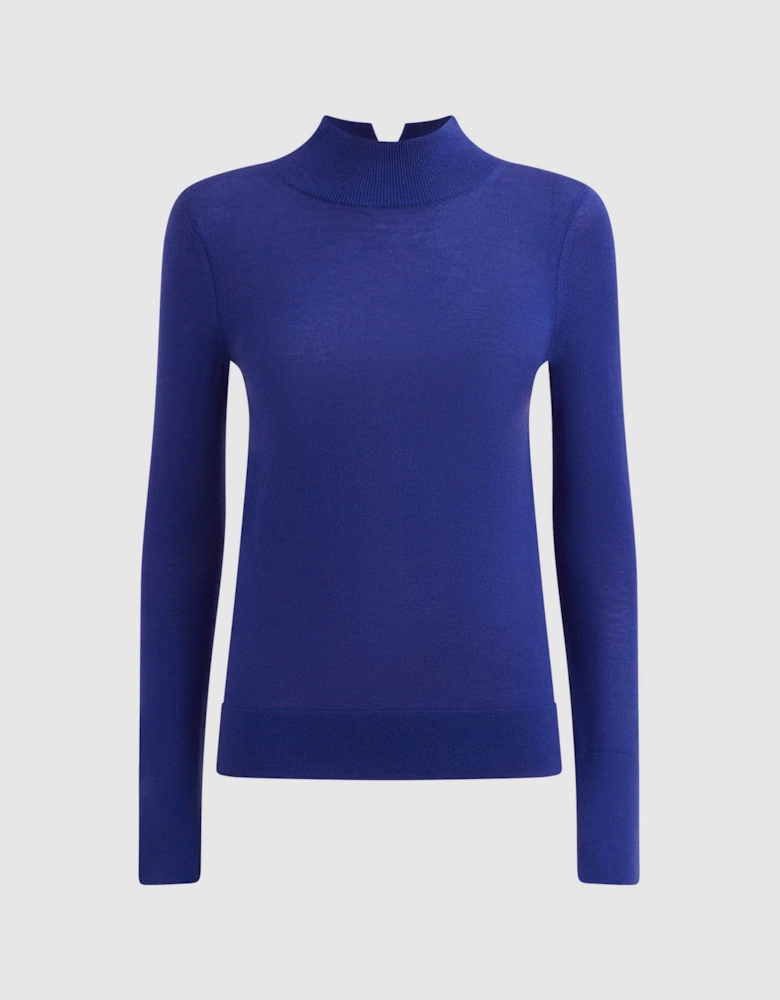 Merino Wool Fitted Funnel Neck Top