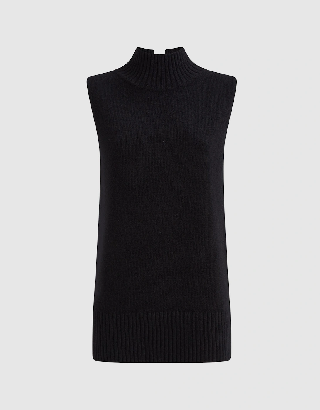 Casual Wool-Cashmere Funnel Neck Sleeveless Top, 2 of 1