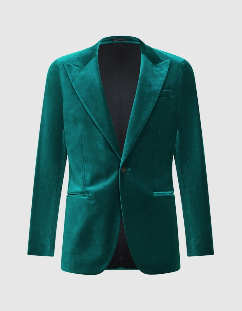 Slim Fit Velvet Single Breasted Blazer