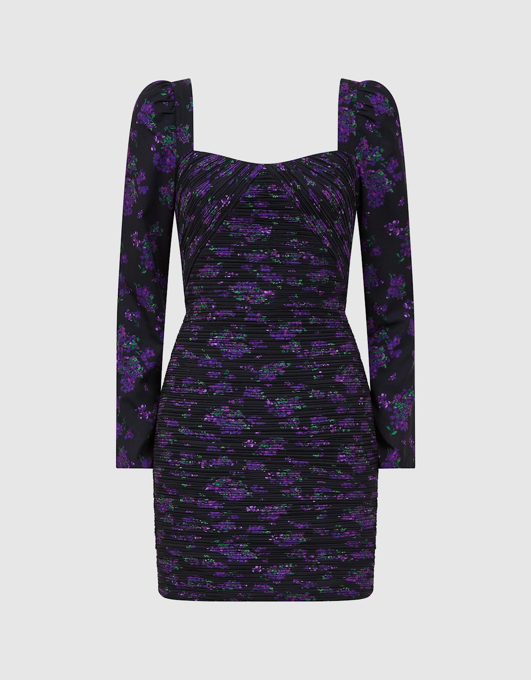 Amur Pleated Floral Bodycon Mini Dress, 2 of 1