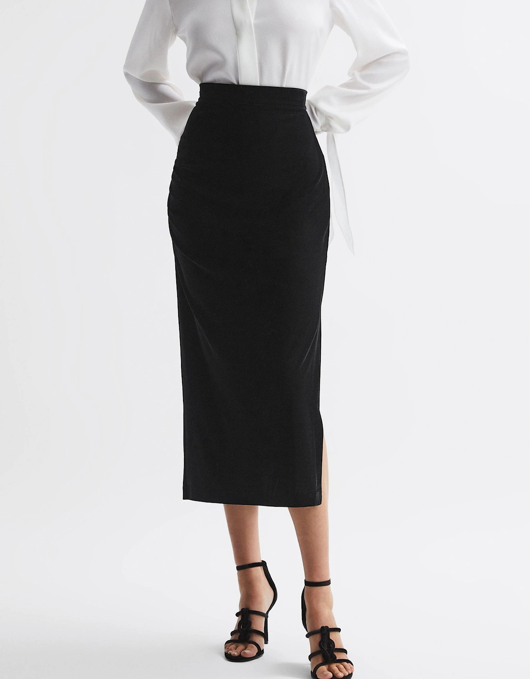 Velvet Ruched Midi Skirt, 2 of 1