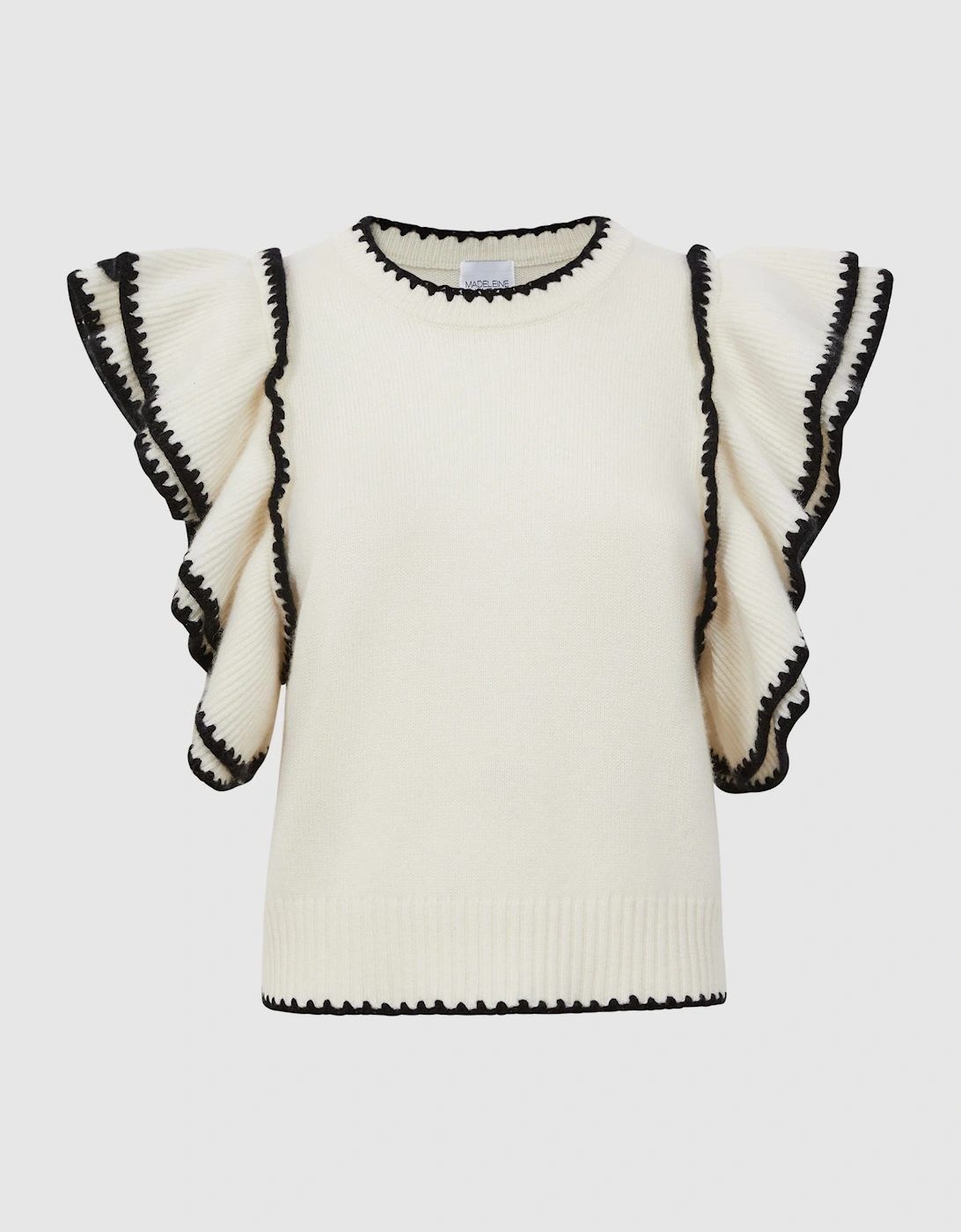 Madeleine Thompson Wool-Cashmere Frill Sleeve Top, 2 of 1