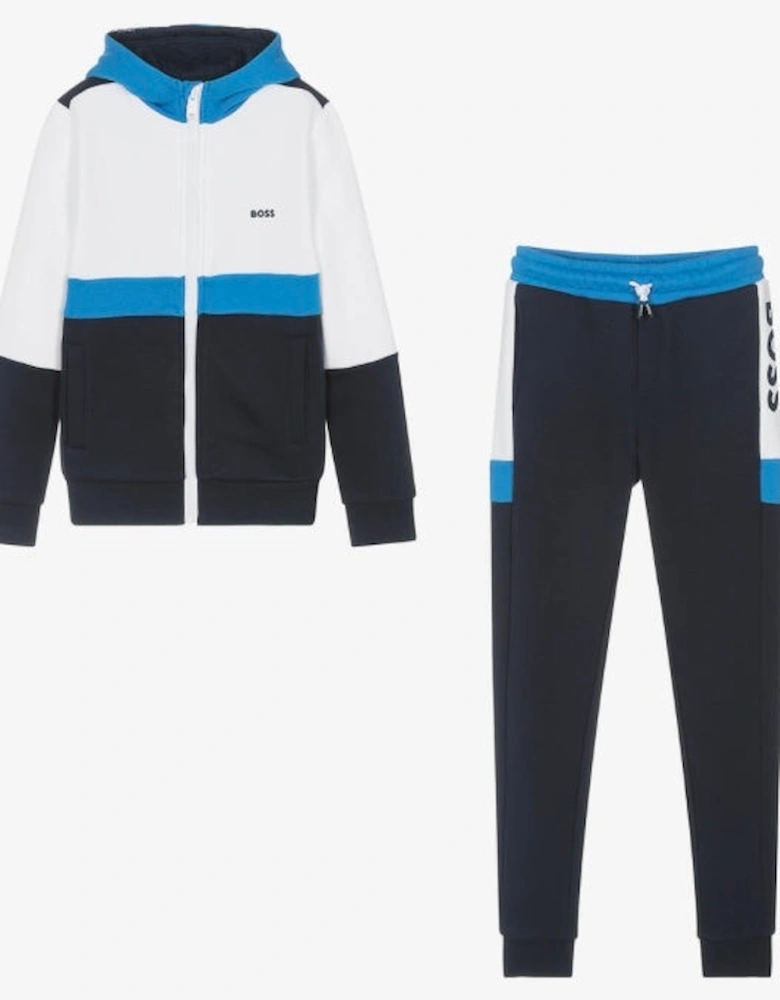 Boys Boss Blue and White Tracksuit