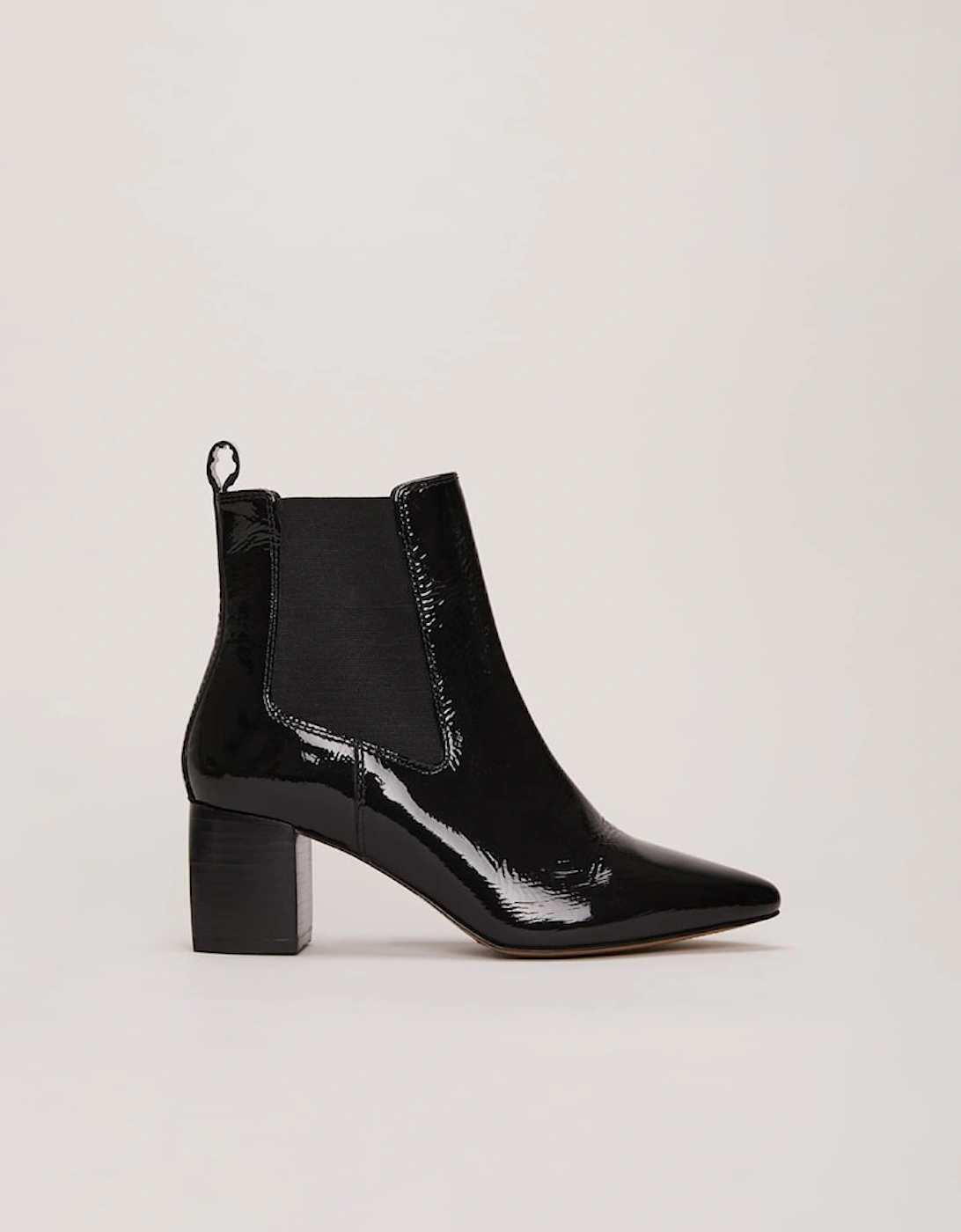 Black Leather Patent Ankle Boots, 9 of 8