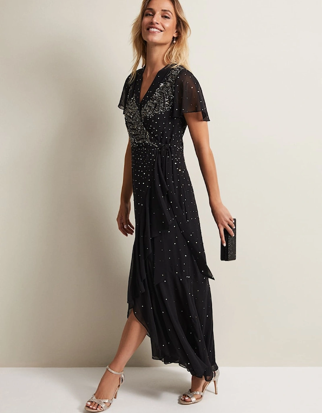 Melody Sequin Feather Maxi Dress, 2 of 1