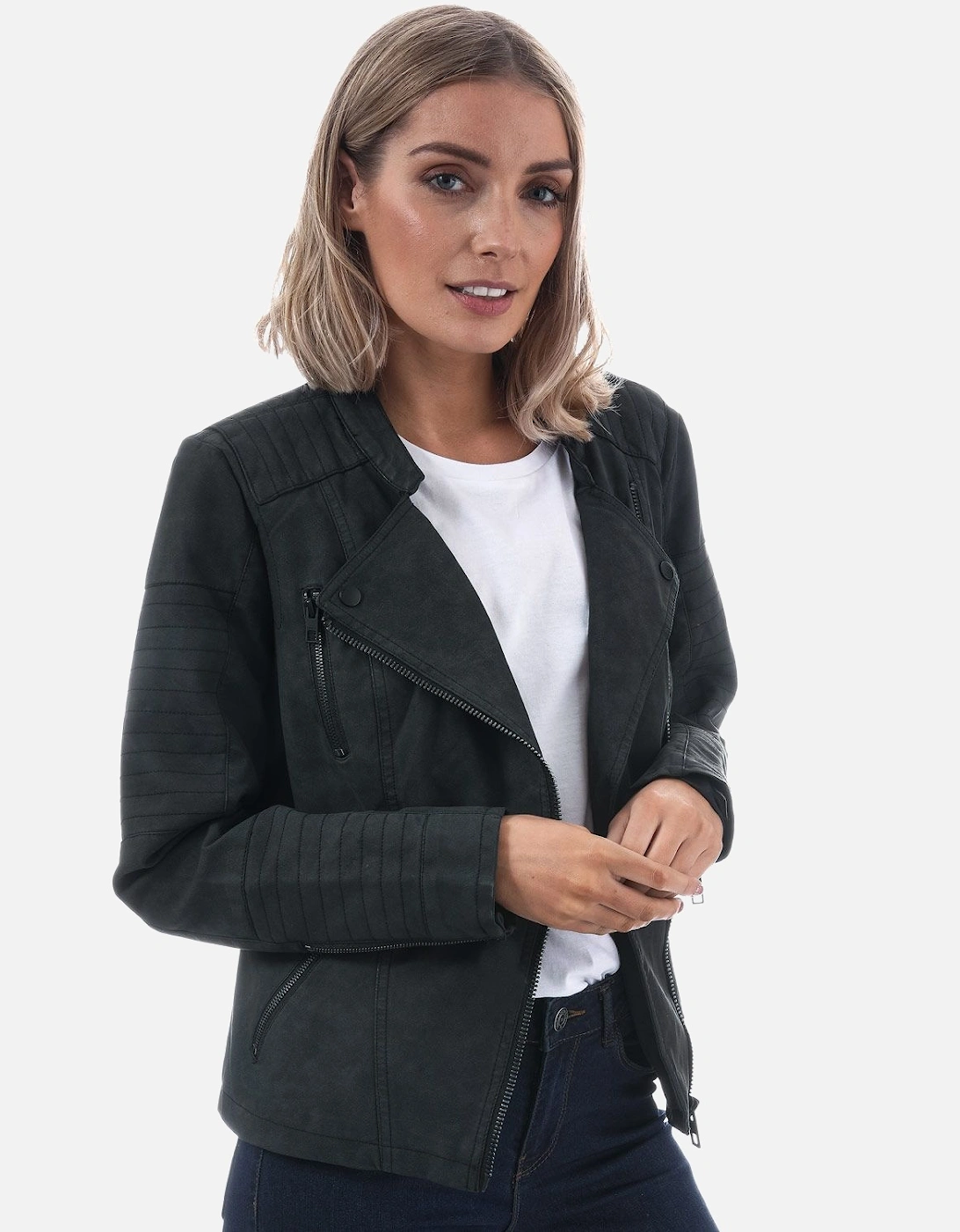 Womens Ava Faux Leather Jacket, 7 of 6