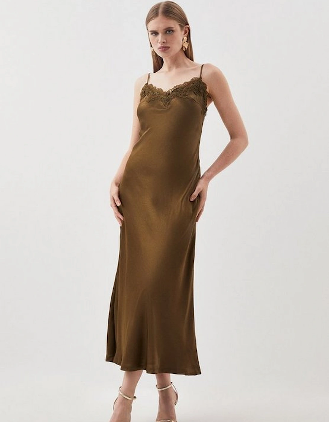Satin Lace Woven Midaxi Dress, 5 of 4