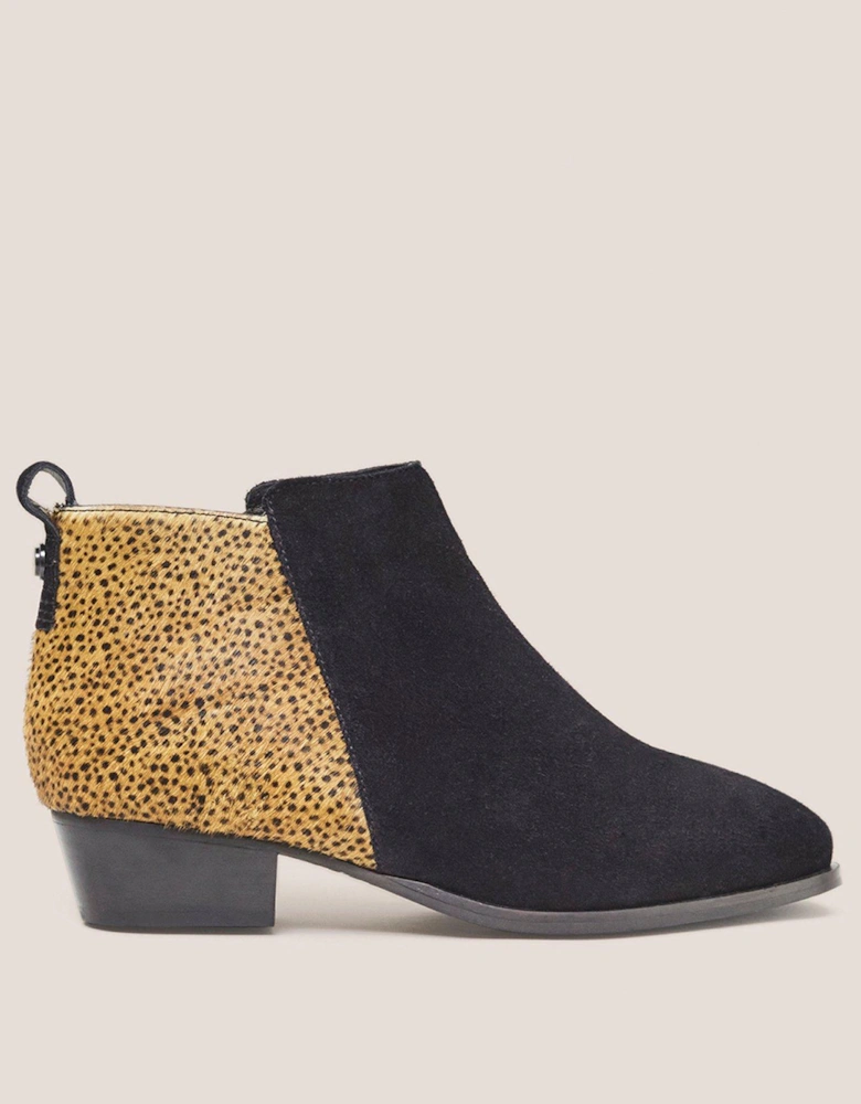 Willow Suede Pony Ankle Boot - Black