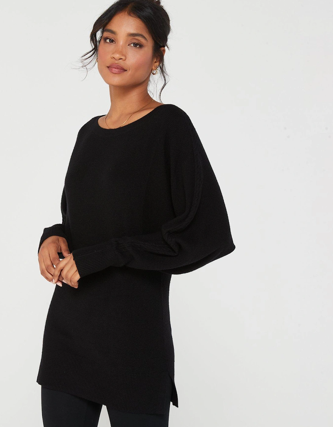 Cable Batwing Jumper - Black, 3 of 2