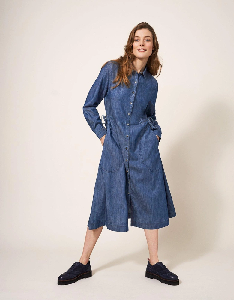 Jade Denim Shirt Dress - Blue