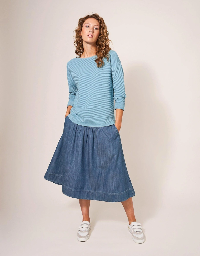 Charlotte Denim Midi Skirt - Blue